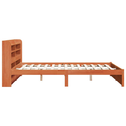 Bed Frame with Headboard 2 pcs Wax Brown Solid Pine Wood