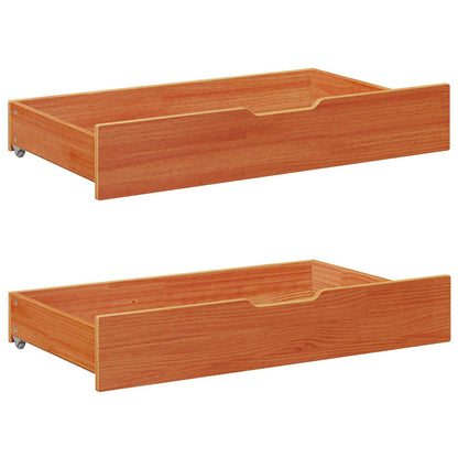 Daybed with Headboard 3 pcs Wax Brown Solid Pine Wood