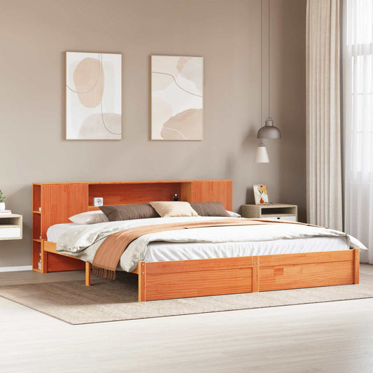 Bed Frame with Storage Headboard Wax Brown 200 x 200 cm