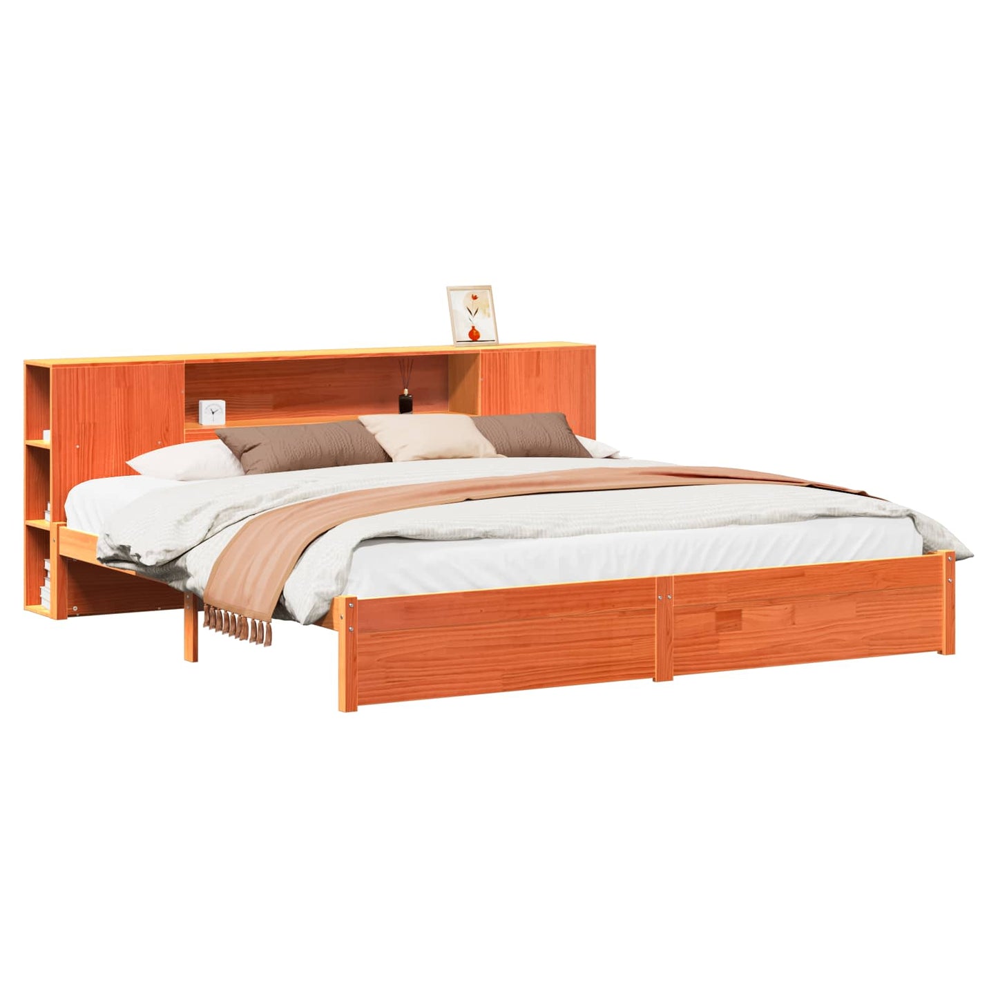 Bed Frame with Storage Headboard with Headboard 2 pcs Wax Brown