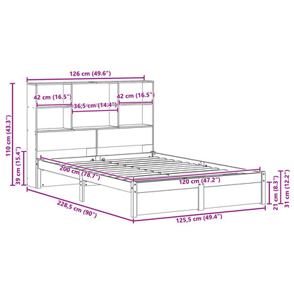 Bed Frame with Storage Headboard Wax Brown 120 x 200 cm