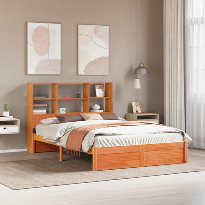 Bed Frame with Storage Headboard Wax Brown 140 x 200 cm