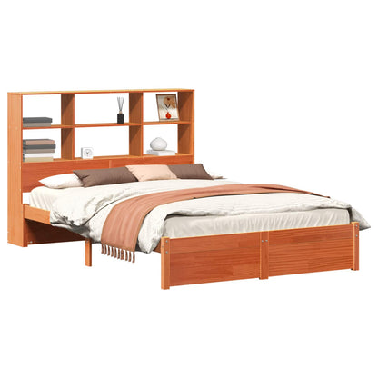 Bed Frame with Storage Headboard Wax Brown 140 x 200 cm