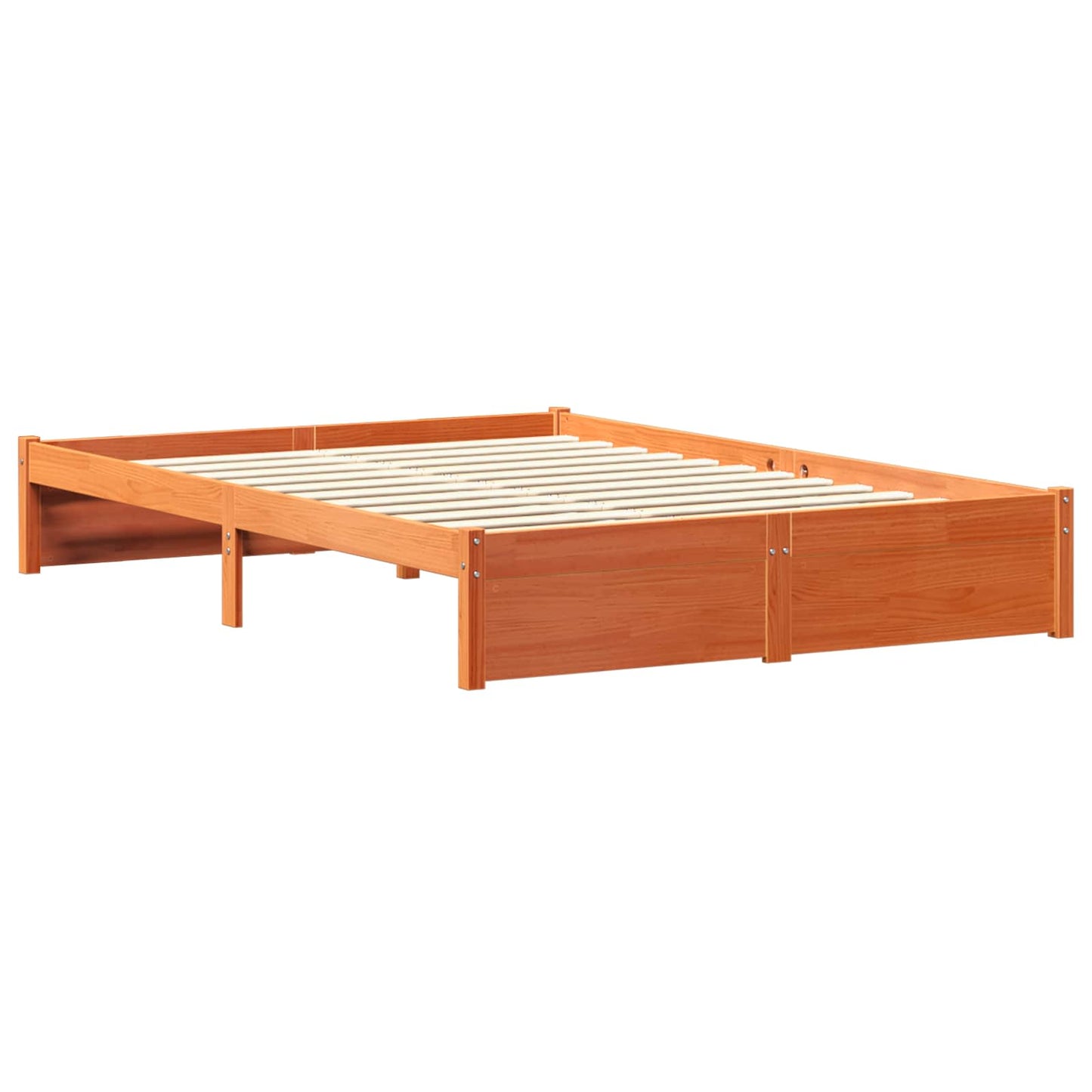 Bed Frame with Storage Headboard Wax Brown 140 x 200 cm