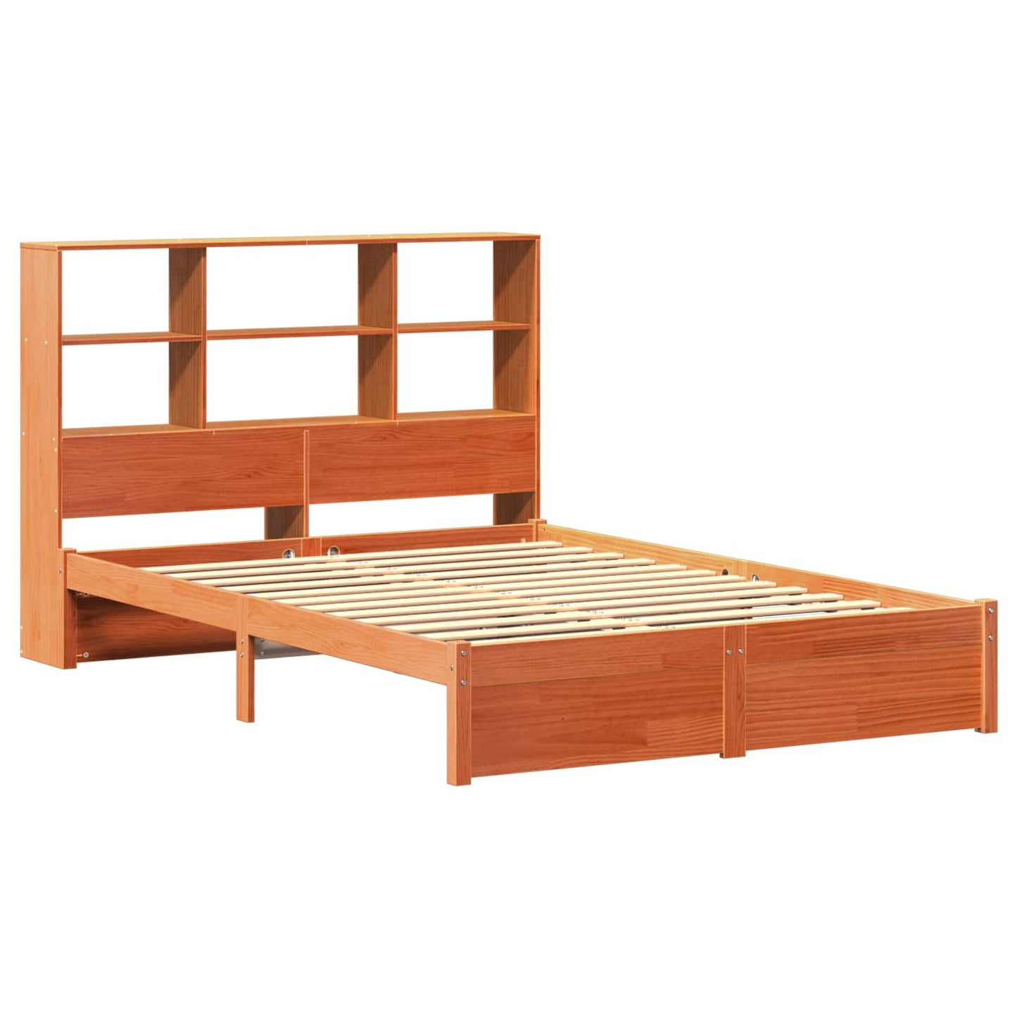 Bed Frame with Storage Headboard Wax Brown 140 x 200 cm