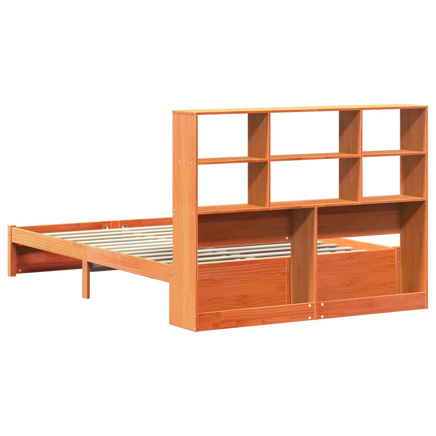 Bed Frame with Storage Headboard Wax Brown 140 x 200 cm