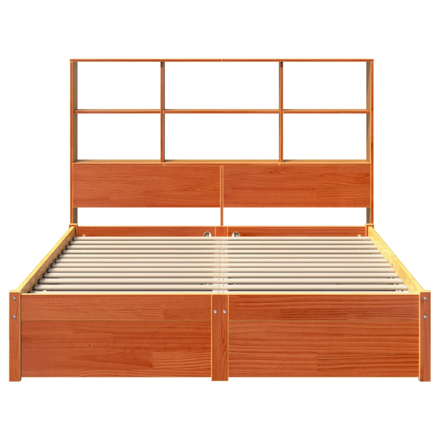 Bed Frame with Storage Headboard Wax Brown 140 x 200 cm
