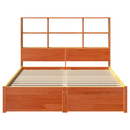 Bed Frame with Storage Headboard Wax Brown 140 x 200 cm