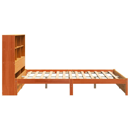 Bed Frame with Storage Headboard Wax Brown 140 x 200 cm