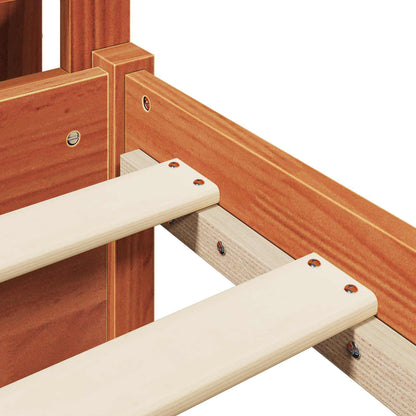 Bed Frame with Headboard 2 pcs Wax Brown Solid Pine Wood