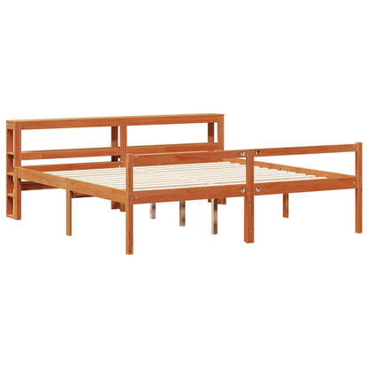 Bed Frame with Headboard 2 pcs Wax Brown Solid Pine Wood