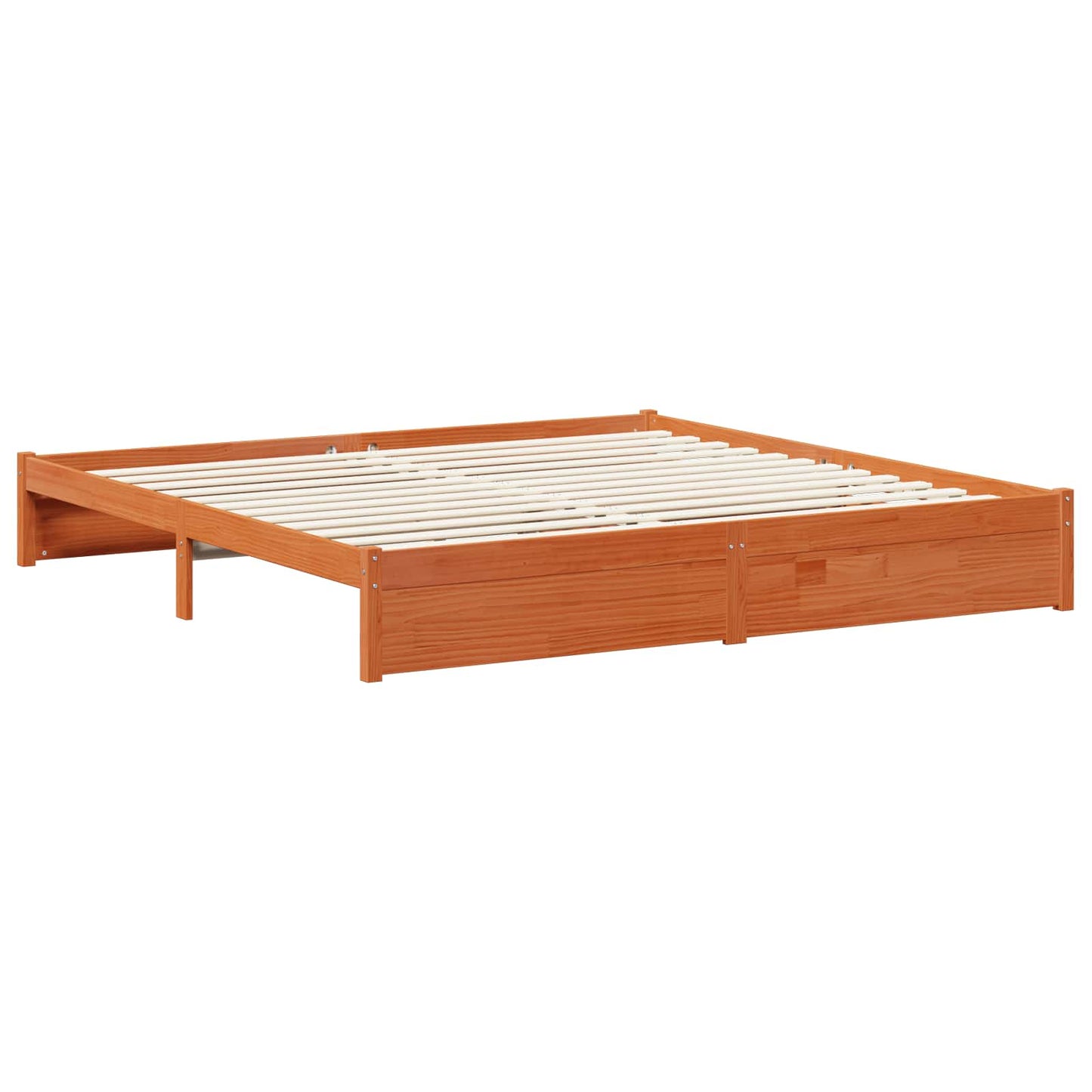 Bed Frame with Drawer Wax Brown 180 x 200 cm Solid Pine Wood