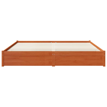 Bed Frame with Drawer Wax Brown 180 x 200 cm Solid Pine Wood