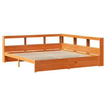 Bookcase Bed 2 pcs Wax Brown 200 x 200 cm Solid Pine Wood