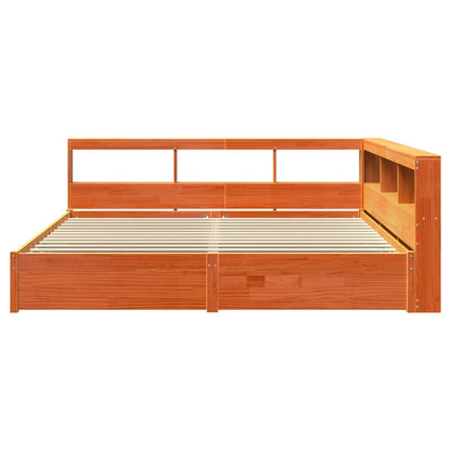 Bookcase Bed 2 pcs Wax Brown 200 x 200 cm Solid Pine Wood