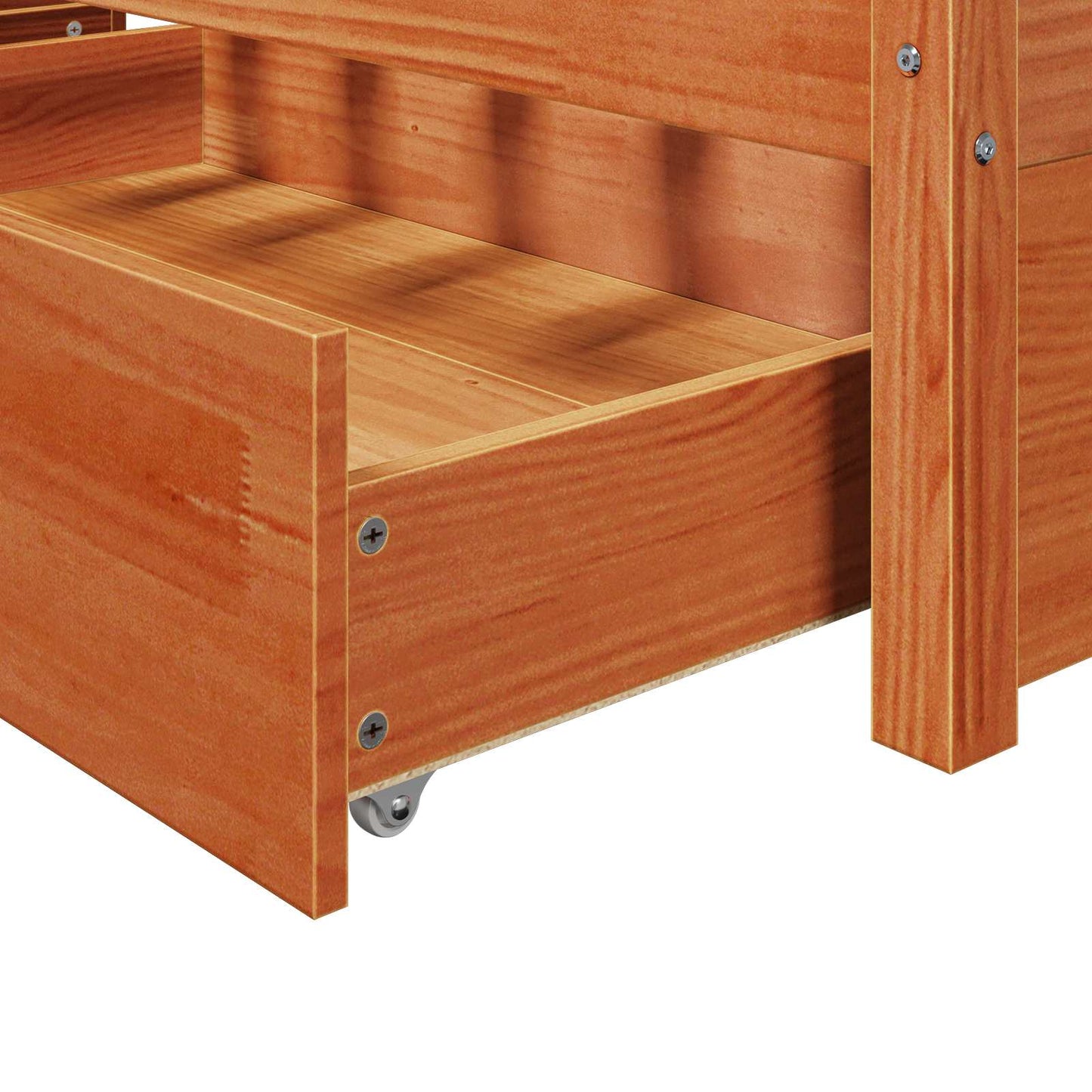 Bed Frame with Drawer Wax Brown 160 x 200 cm Solid Pine Wood