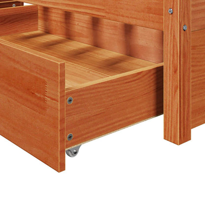 Bed Frame with Drawer Wax Brown 160 x 200 cm Solid Pine Wood