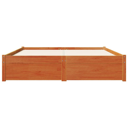 Bed Frame with Drawer Wax Brown 160 x 200 cm Solid Pine Wood