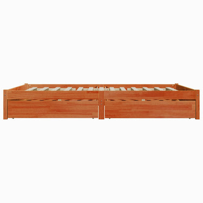 Bed Frame with Drawer Wax Brown 160 x 200 cm Solid Pine Wood