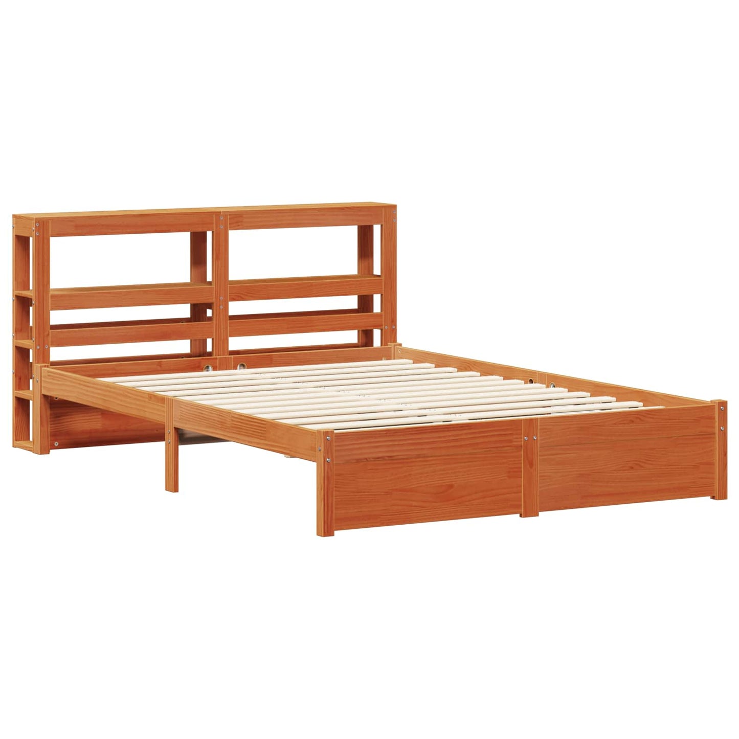 Bed Frame with Headboard Wax Brown 150 x 200 cm Solid Pine Wood