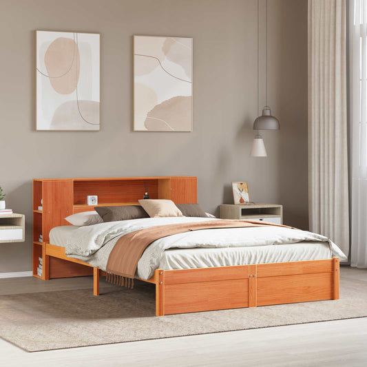 Bed Frame with Storage Headboard Wax Brown 150 x 200 cm