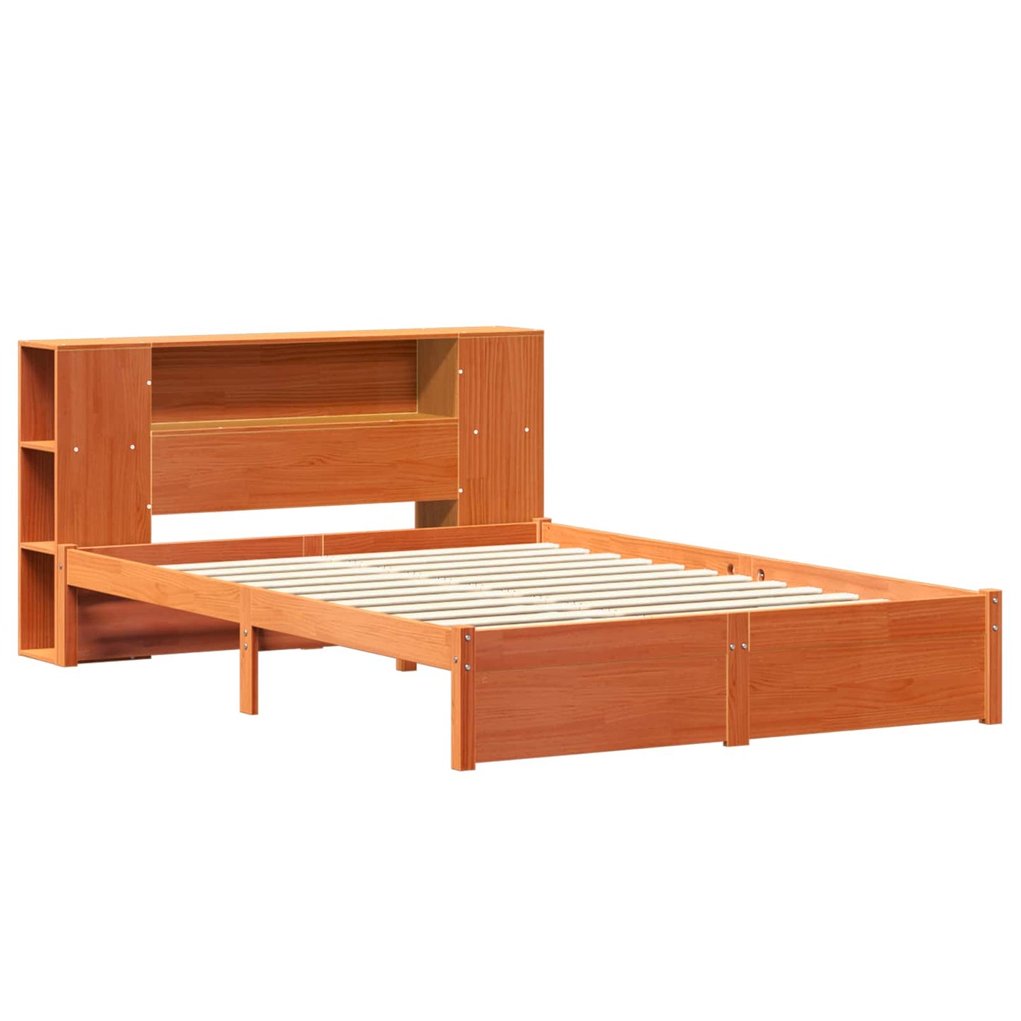 Bed Frame with Storage Headboard with Headboard 2 pcs Wax Brown