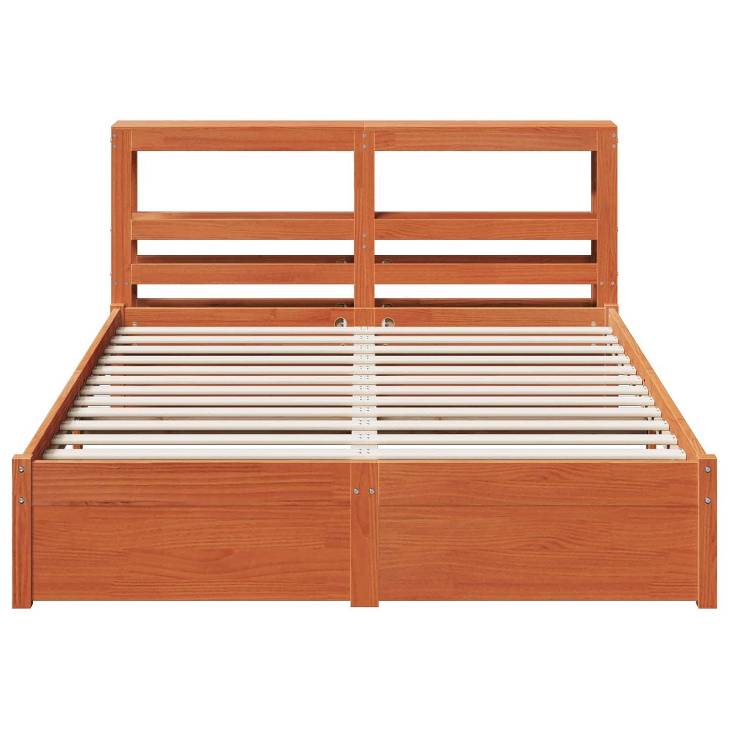 Bed Frame with Headboard Wax Brown 160 x 200 cm Solid Pine Wood
