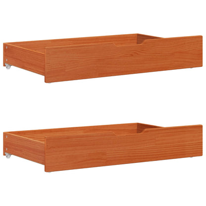 Bed Frame with Headboard 3 pcs Wax Brown Solid Pine Wood