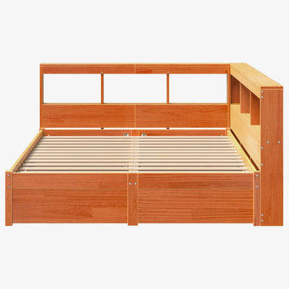 Bookcase Bed 2 pcs Wax Brown 200 x 160 cm Solid Pine Wood