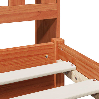 Bookcase Bed Frame Wax Brown 200 x 150 cm Solid Pine Wood
