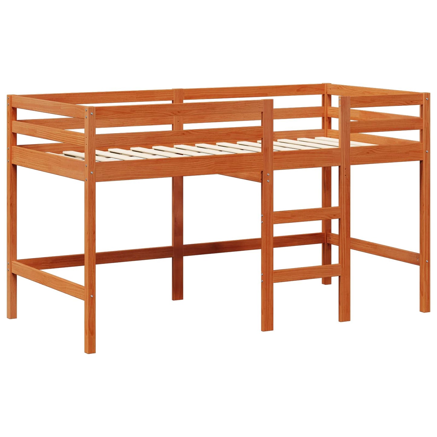 Loft Bed Frame Wax Brown 90 x 190 cm Solid Pine Wood