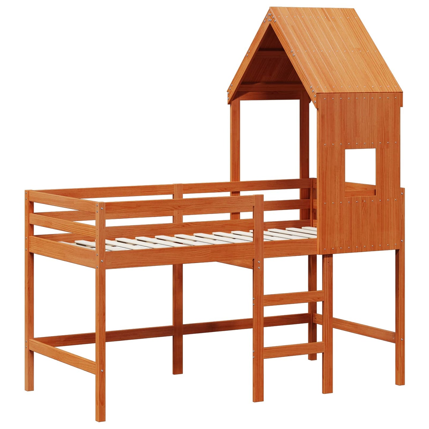 Loft Bed Frame Wax Brown 90 x 190 cm Solid Pine Wood
