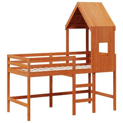 Loft Bed Frame Wax Brown 90 x 190 cm Solid Pine Wood