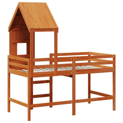 Loft Bed Frame Wax Brown 90 x 190 cm Solid Pine Wood