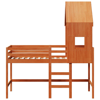 Loft Bed Frame Wax Brown 90 x 190 cm Solid Pine Wood