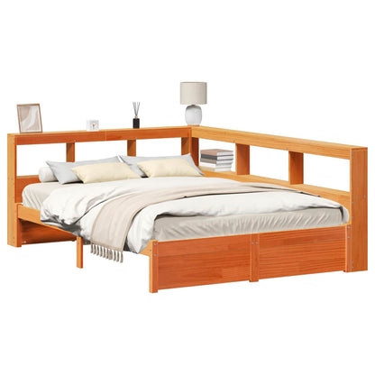 Bookcase Bed 2 pcs Wax Brown 200 x 140 cm Solid Pine Wood
