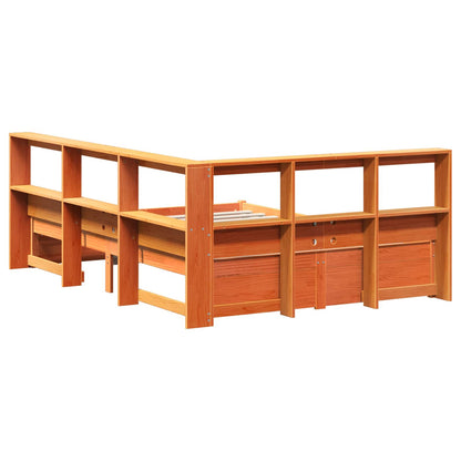 Bookcase Bed 2 pcs Wax Brown 200 x 140 cm Solid Pine Wood