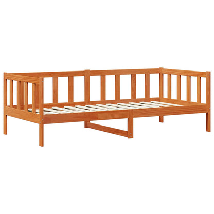 Day Bed Set 3 pcs Wax Brown Solid Pine Wood