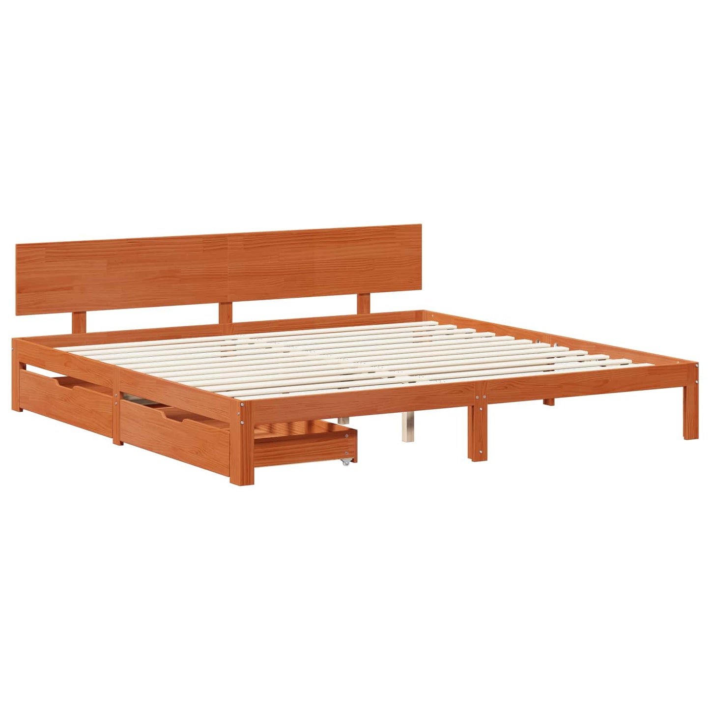 Bed Frame with Headboard Wax Brown 180 x 200 cm Solid Pine Wood