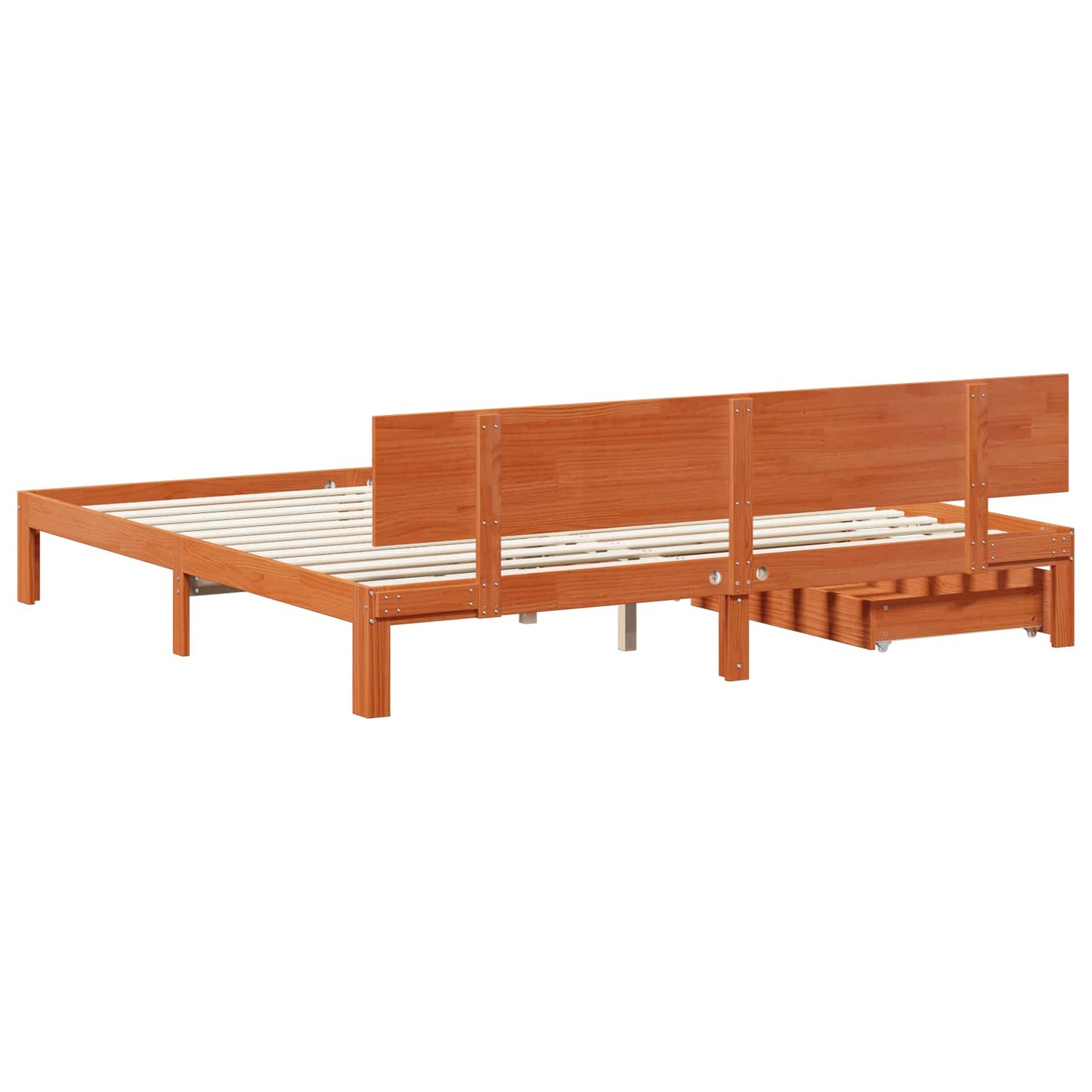 Bed Frame with Headboard Wax Brown 180 x 200 cm Solid Pine Wood
