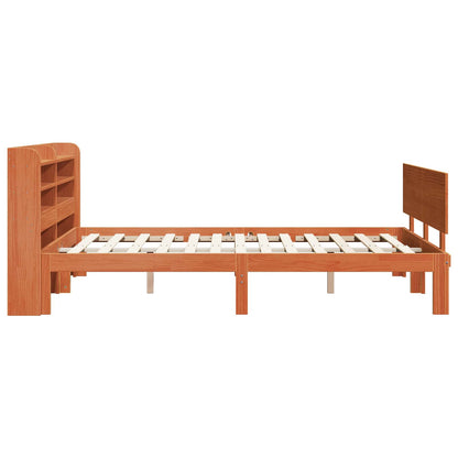 Bed Frame with Headboard 2 pcs Wax Brown Solid Pine Wood