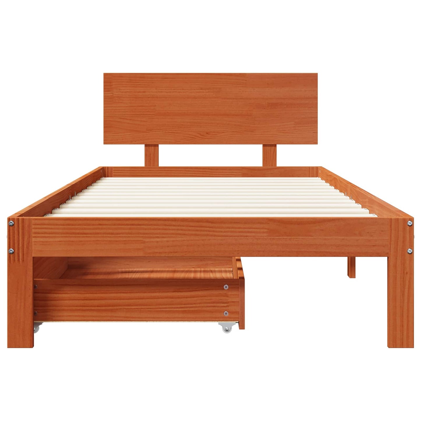 Bed Frame with Headboard Wax Brown 70 x 190 cm Solid Pine Wood