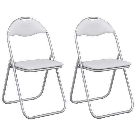 Folding Chair 2 pcs Faux Leather White and Grey