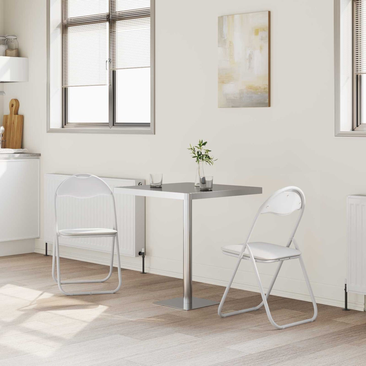 Folding Chair 2 pcs Faux Leather White 48 x 43.5 x 81 cm