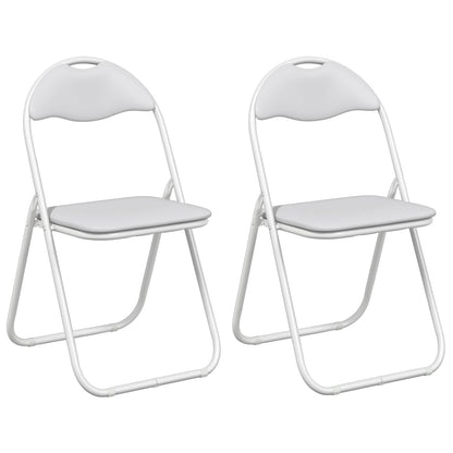 Folding Chair 2 pcs Faux Leather White 48 x 43.5 x 81 cm