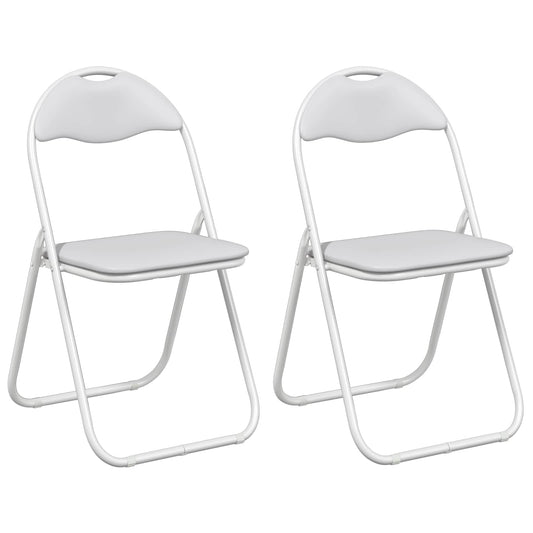 Folding Chair 2 pcs Faux Leather White 48 x 43.5 x 81 cm