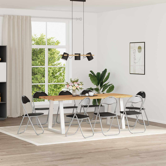 Folding Chair 8 pcs Faux Leather Black and Grey