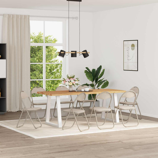 Folding Chair 8 pcs Faux Leather Sand 48 x 43.5 x 81 cm