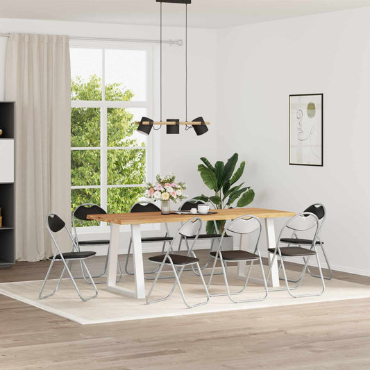Folding Chair 8 pcs Faux Leather Black and Grey