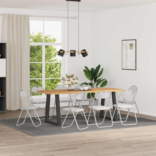 Folding Chair 8 pcs Faux Leather White and Grey